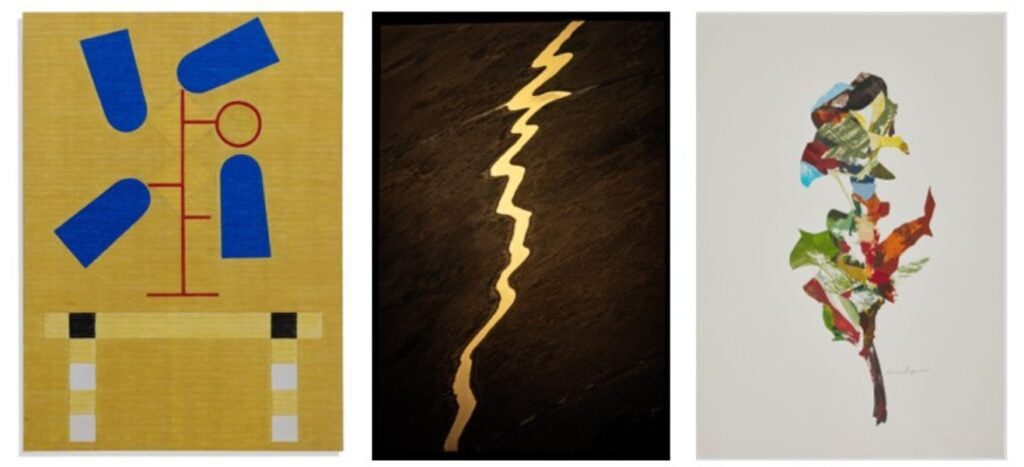 André Ricardo, obra sem título | George Love, Rio desconhecido na ilha do Marajó | Lucia Laguna, Colagem/desenho